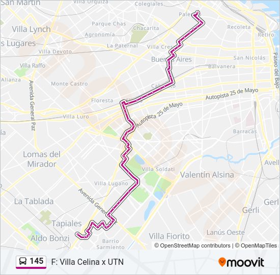 Mapa de 145 de Colectivo