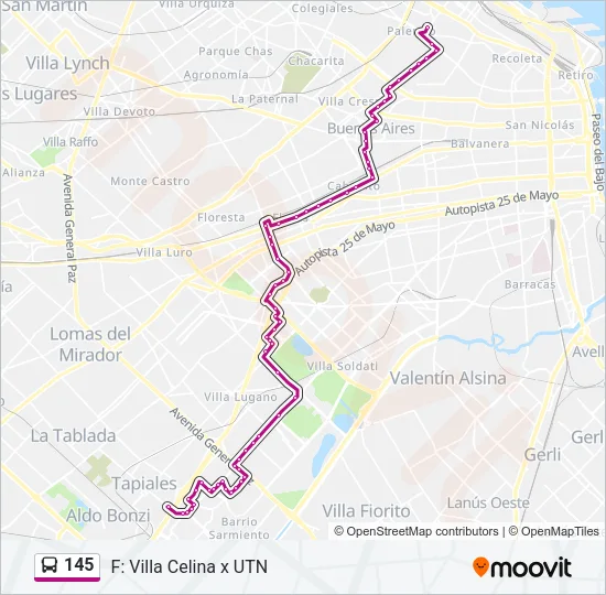 145 Colectivo Line Map