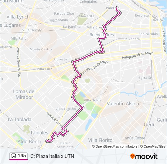 145 Colectivo Line Map