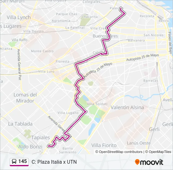 145 Colectivo Line Map