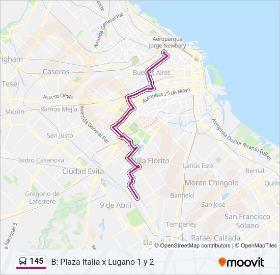 Mapa de 145 de Colectivo