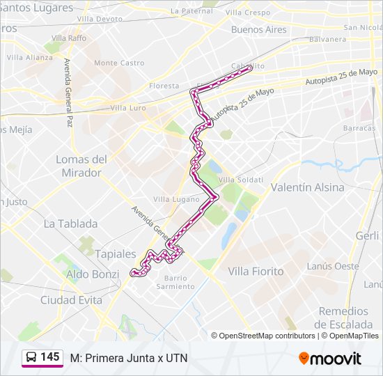 145 Colectivo Line Map