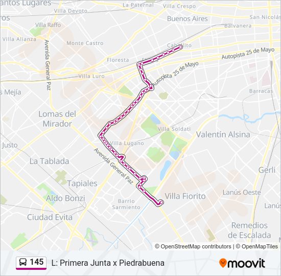 Mapa de 145 de Colectivo