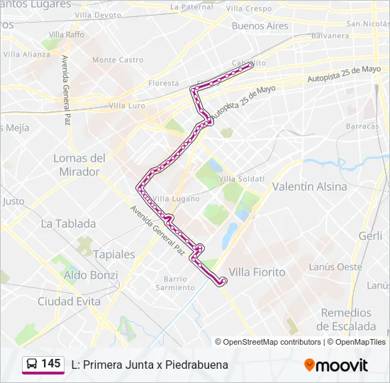 145 Colectivo Line Map