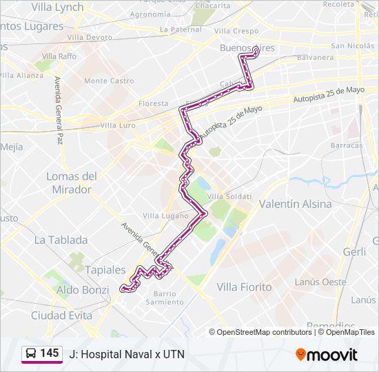 145 Colectivo Line Map