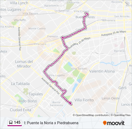 145 Colectivo Line Map