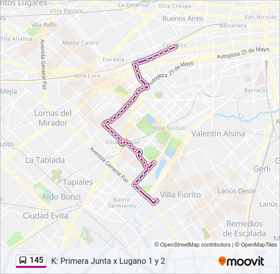 Mapa de 145 de Colectivo