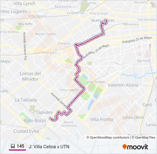 145 Colectivo Line Map