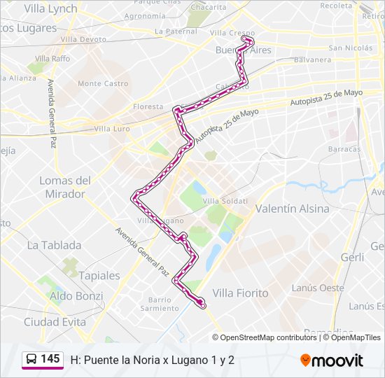 145 Colectivo Line Map