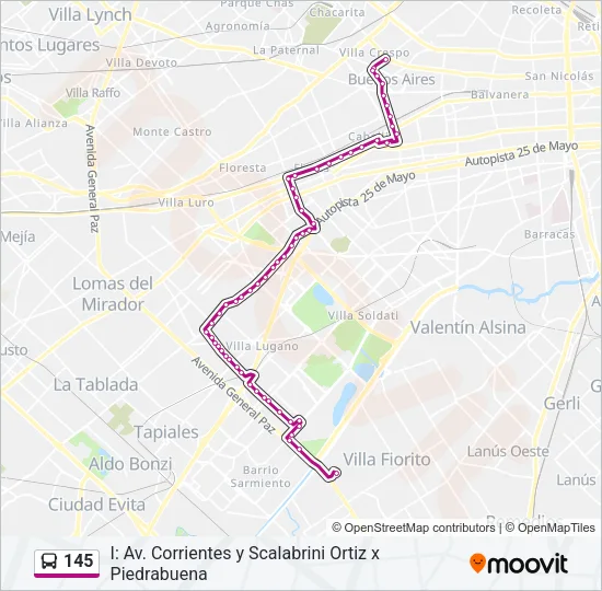 145 Colectivo Line Map