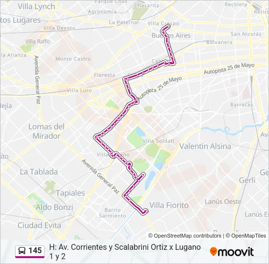 145 Colectivo Line Map