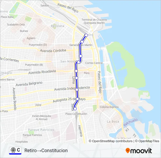 C Subte Line Map
