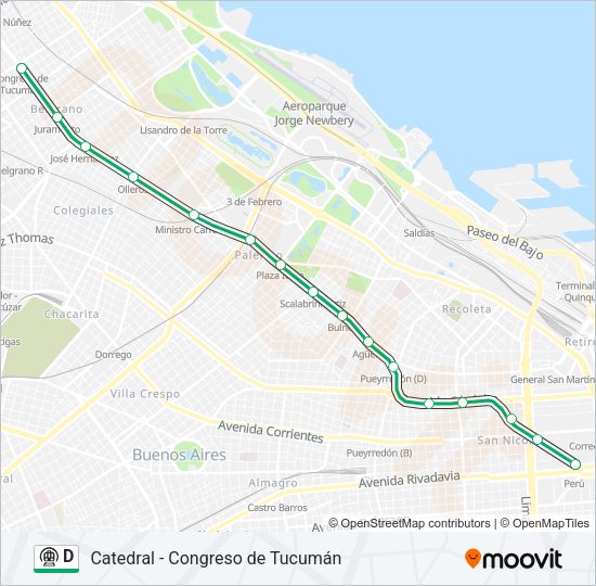D Subte Line Map