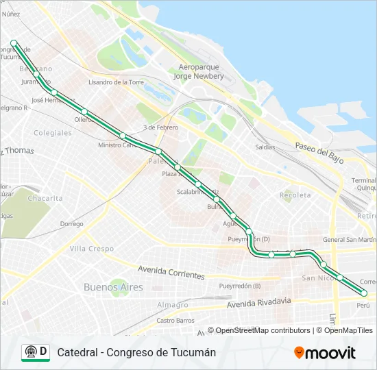D Subte Line Map
