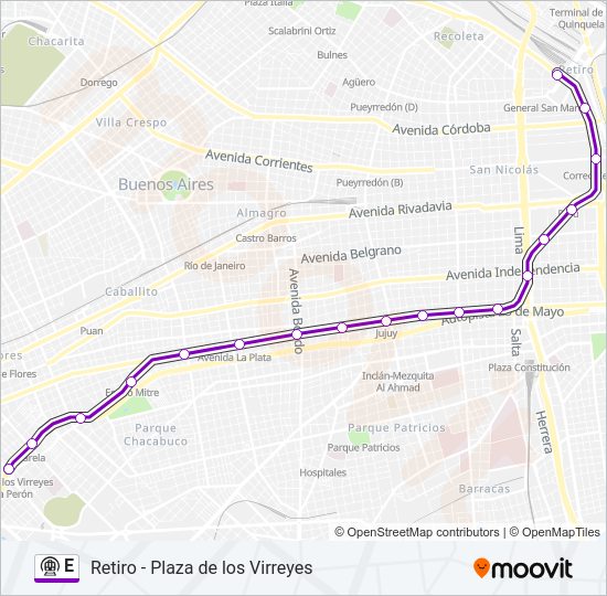 Mapa de E de Subte