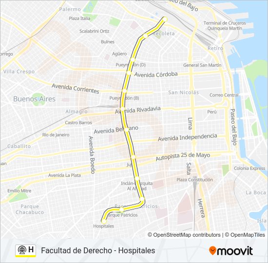 H Subte Line Map