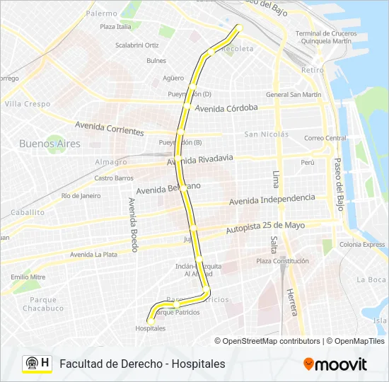 H Subte Line Map