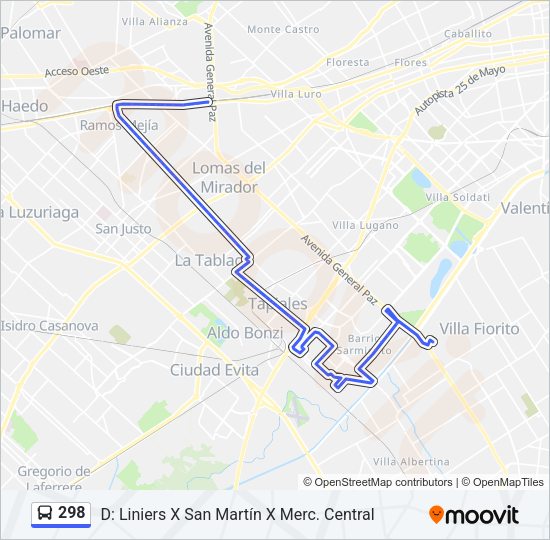 Mapa de 298 de Colectivo