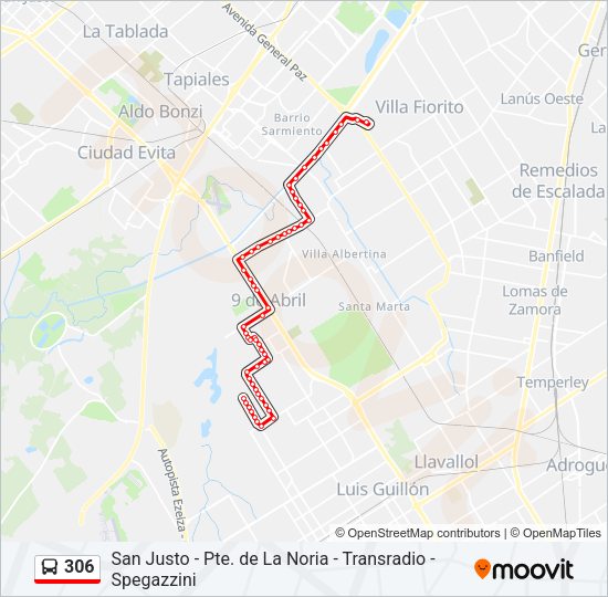 Mapa de 306 de Colectivo