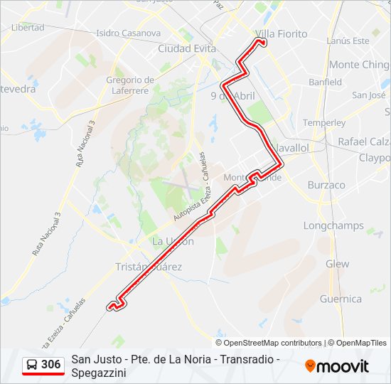 Mapa de 306 de Colectivo