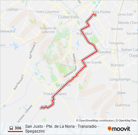 Mapa de 306 de Colectivo