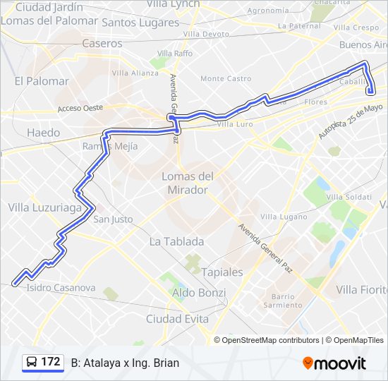 Mapa de 172 de Colectivo