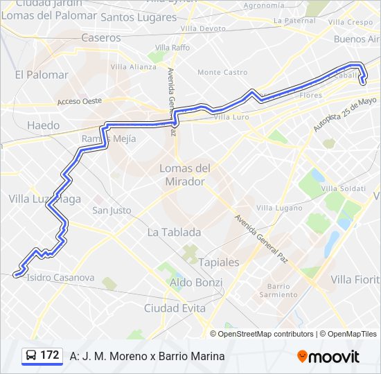 Mapa de 172 de Colectivo
