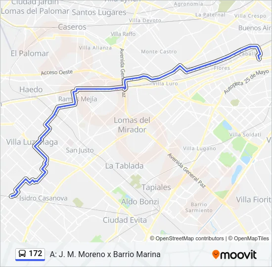 172 Colectivo Line Map