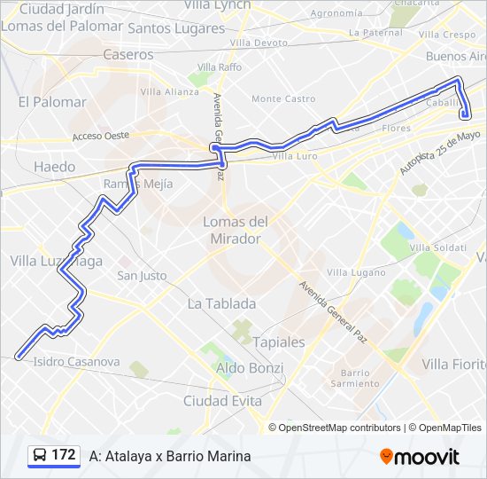 Mapa de 172 de Colectivo