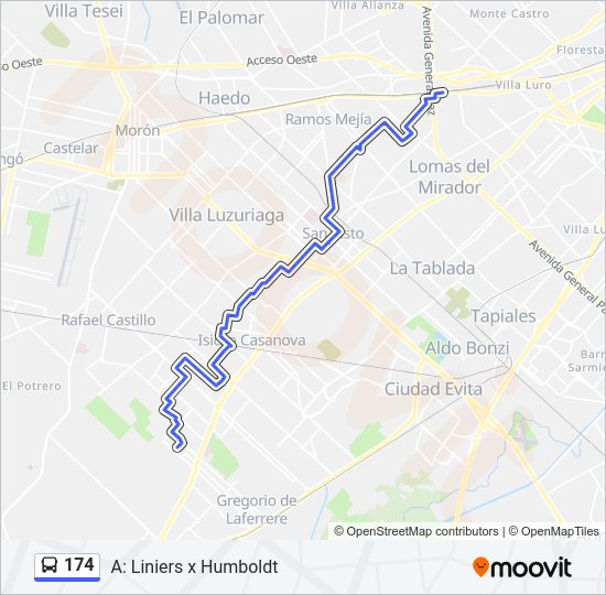 Mapa de 174 de Colectivo