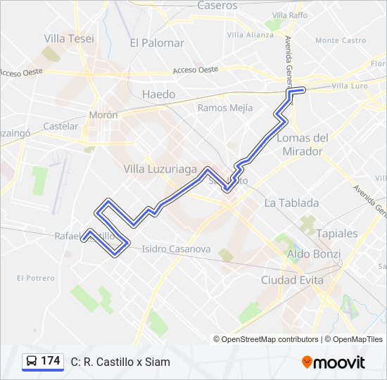 Mapa de 174 de Colectivo