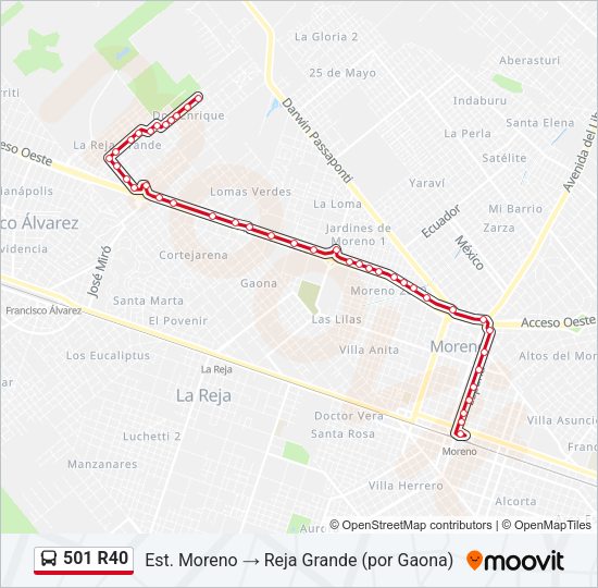 501 R40 Colectivo Line Map