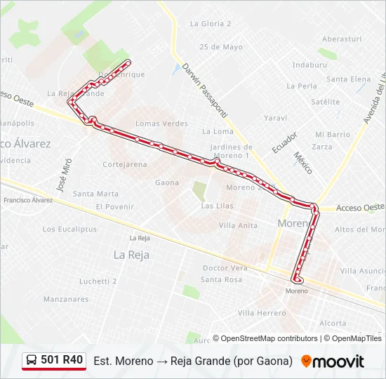 501 R40 Colectivo Line Map