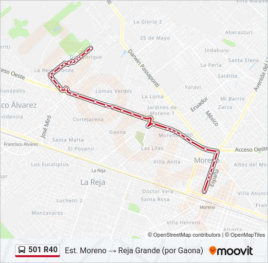 Mapa de 501 R40 de Colectivo