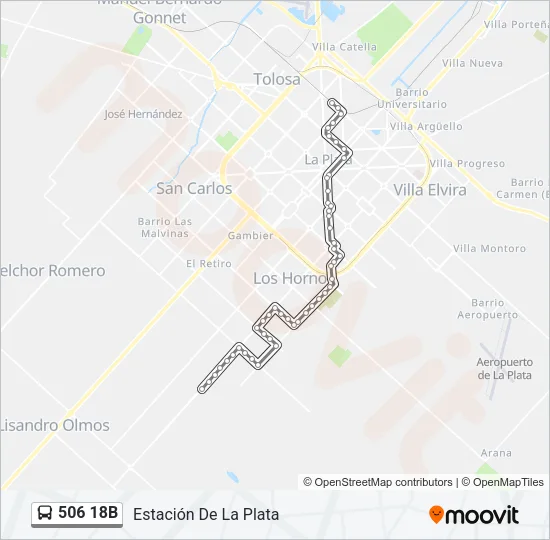 506 18B Colectivo Line Map