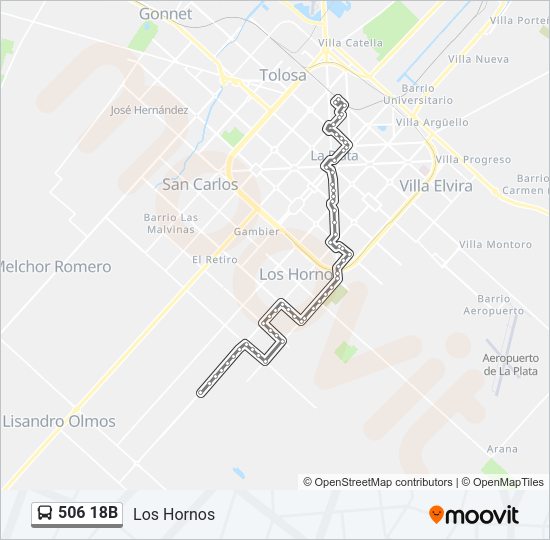Mapa de 506 18B de Colectivo