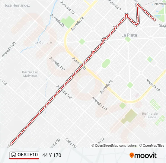 OESTE10 Colectivo Line Map