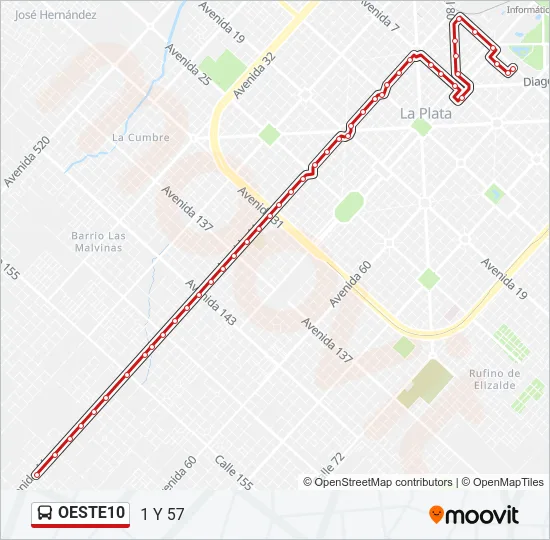 OESTE10 Colectivo Line Map