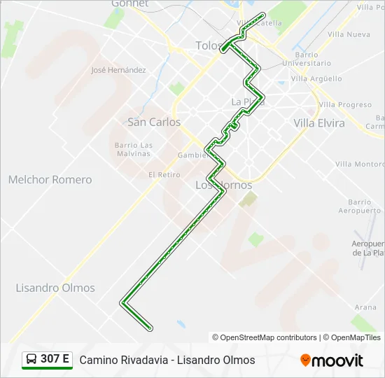307 E Colectivo Line Map