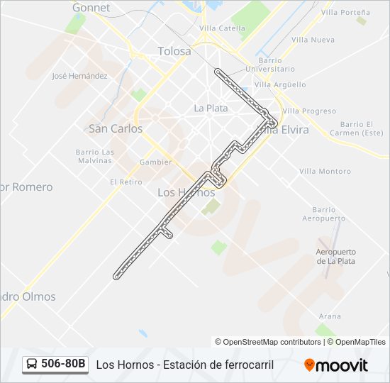 Mapa de 506-80B de Colectivo
