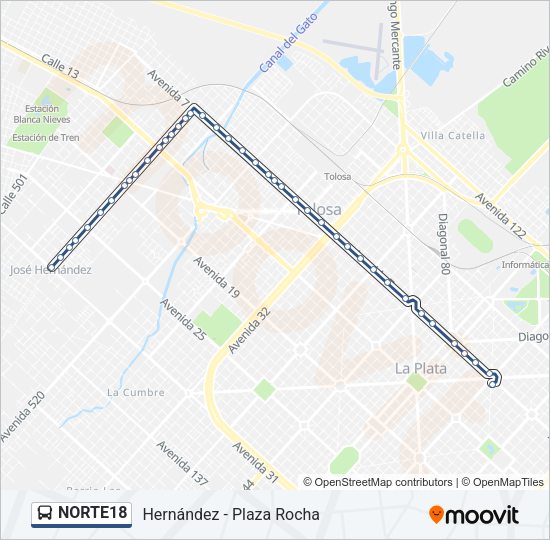 NORTE18 Colectivo Line Map
