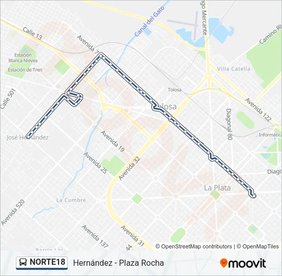 NORTE18 Colectivo Line Map