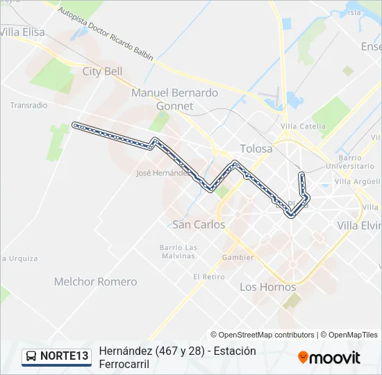 NORTE13 Colectivo Line Map