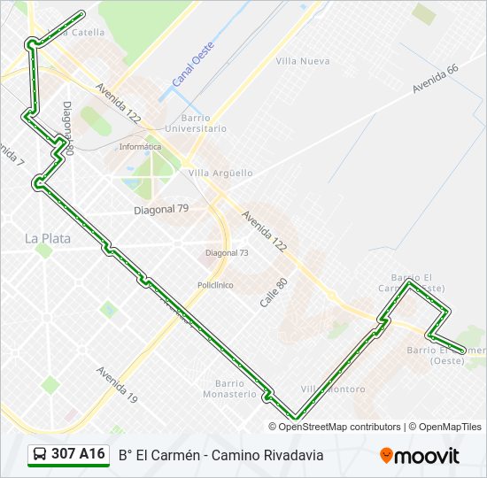 Mapa de 307 A16 de Colectivo