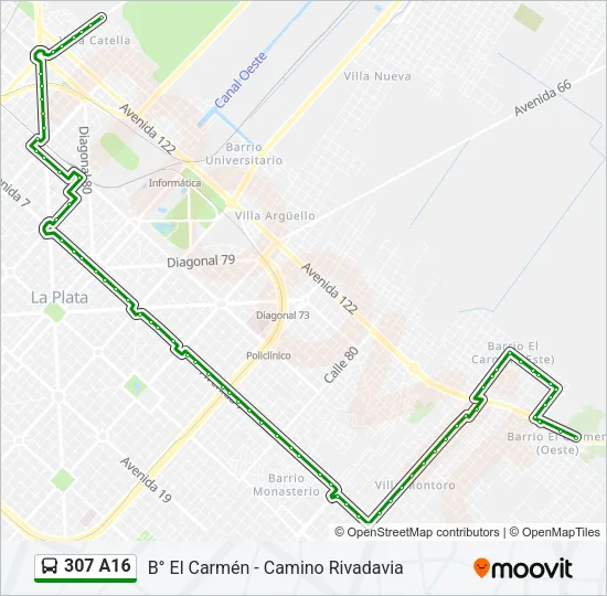 307 A16 Colectivo Line Map