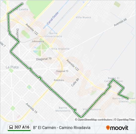 Mapa de 307 A16 de Colectivo