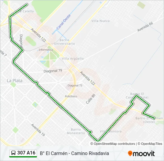 307 A16 Colectivo Line Map