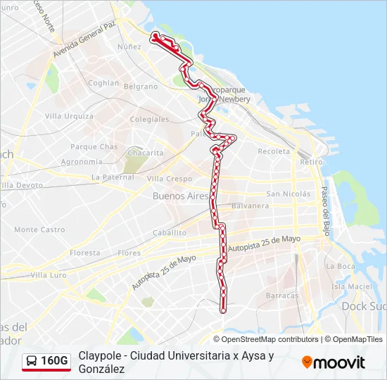 160G Colectivo Line Map