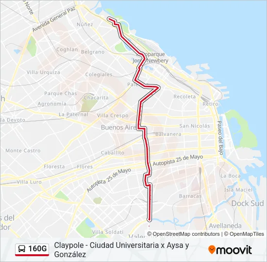 160G Colectivo Line Map