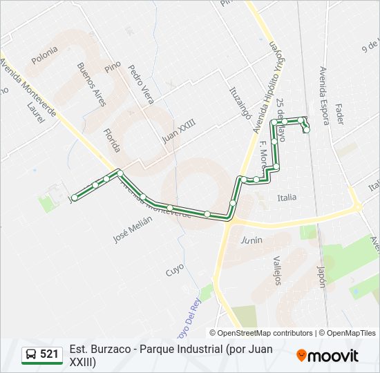 Mapa de 521 de Colectivo